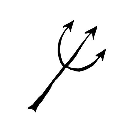 Halloween doodle devil trident element. Isolated vector illustration for hell horror designのイラスト素材