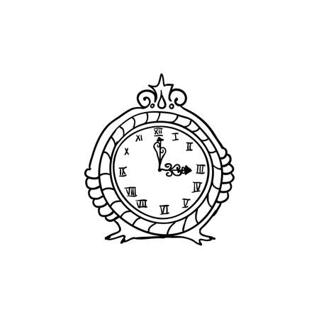 Halloween doodle clock element. Isolated vector illustration for designのイラスト素材