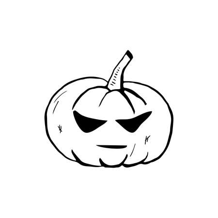 Halloween doodle pumpkin in sun glasses element. Isolated vector illustration for holiday designのイラスト素材