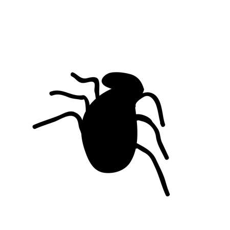 Halloween spider black silhouette doodle element. Isolated vector illustrationのイラスト素材
