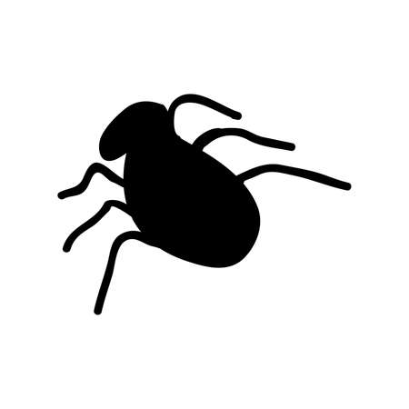 Halloween spider black silhouette doodle element. Isolated vector illustrationのイラスト素材