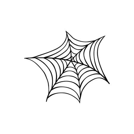 Halloween spider web doodle element. Isolated vector illustration for october holiday designのイラスト素材