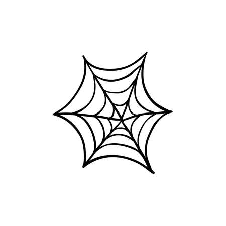 Halloween spider web doodle element. Isolated vector illustration for october holiday designのイラスト素材
