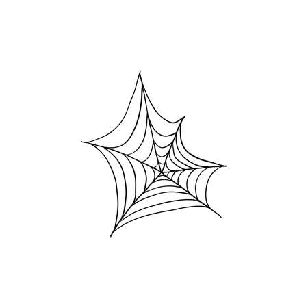 Halloween spider web doodle element. Isolated vector illustration for october holiday designのイラスト素材