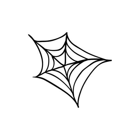Halloween spider web doodle element. Isolated vector illustration for october holiday designのイラスト素材