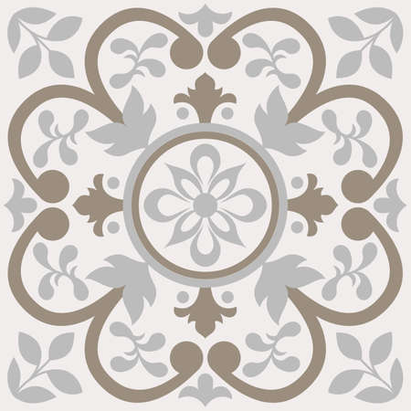 Beige Spanish Tile - Vector Ornamental Illustrationのイラスト素材