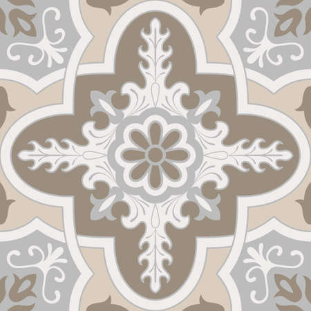 Beige Spanish Tile - Vector Ornamental Illustrationのイラスト素材