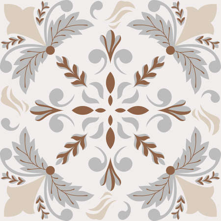 Neutral Beige Spanish Tile - Vector Ornamental Illustrationのイラスト素材