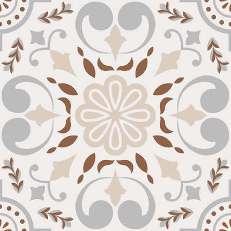 Neutral Beige Spanish Tile - Vector Ornamental Illustrationのイラスト素材