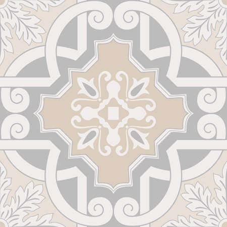 Minimalistic Beige Spanish Tile - Vector Ornamental Illustrationのイラスト素材