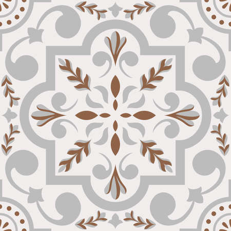 Beige Spanish Tile - Vector Ornamental Illustrationのイラスト素材