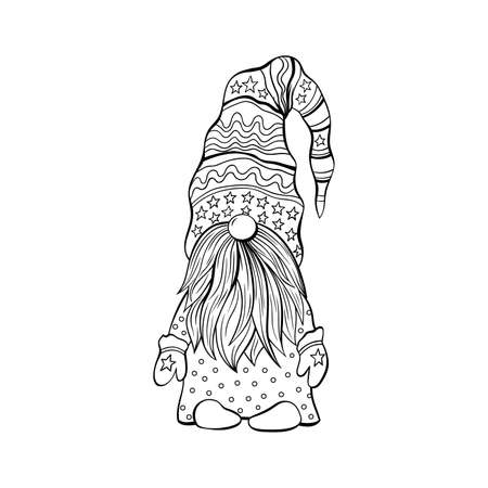 Gnome contour drawing illustrationのイラスト素材
