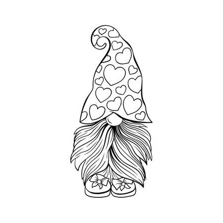 Gnome contour drawing illustrationのイラスト素材