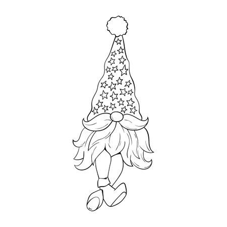 Gnome contour drawing illustrationのイラスト素材