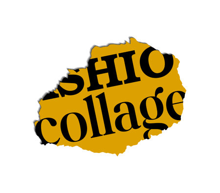 Torn Paper Sheet with Fashion Words, Ripped Newspaper Text, Handwritten Edged Notepaper, Magazine Scrapbook, Retro Gazette. Trendy Collage Vector Isolated Vintage Modern Stickerのイラスト素材