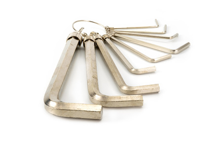 Set of hexagon wrenches on white background