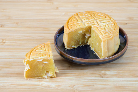mooncake on ceramic dish for the chinese Mid-Autumn festival, new year