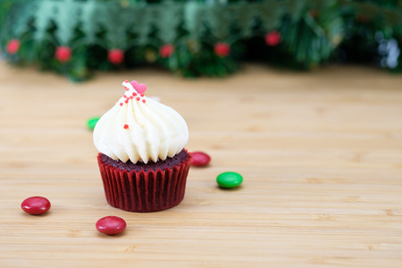 cupcake with christmas decoration, selective focusの写真素材