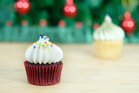 cupcake with christmas decoration, selective focusの写真素材
