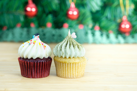 cupcake with christmas decoration, selective focusの写真素材