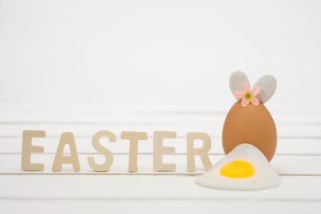 Easter eggs is a happy festival, Choose focus point with copy space to write.