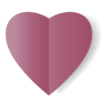 Pink folded paper hearts with shadow and love word, Valentines Day concept vector border.のイラスト素材