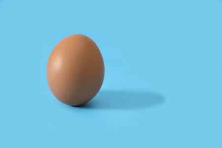 An Eggs isolated on blue background, Eggs is beneficial to the body, Food concept.の写真素材