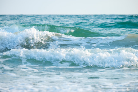 Wave on the beach, sea foam in the sea.