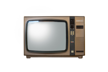 Retro old brown television from 80s isolated on white background.の写真素材