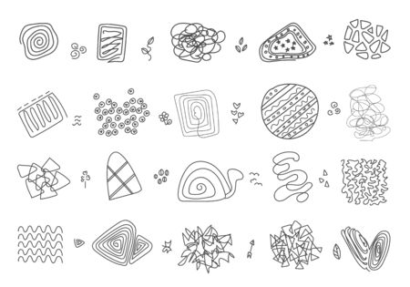 set scribble design elements of hand drawn and textures for background.のイラスト素材