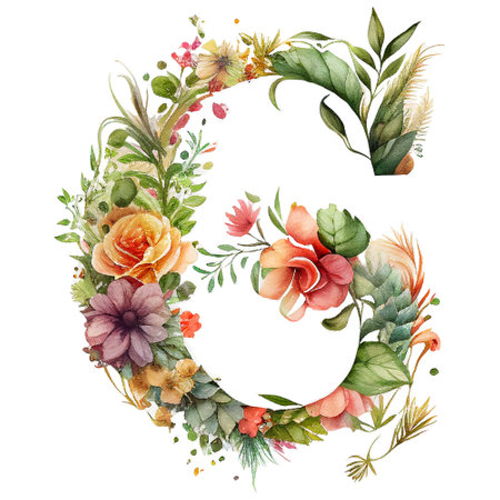 G alphabet / ABC English alphabet painted in watercolor boho emian style Generative Aiの素材