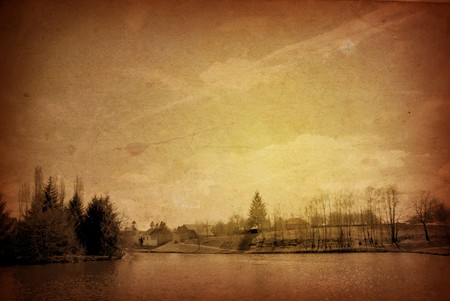 old-fashioned artistic landscapeの写真素材