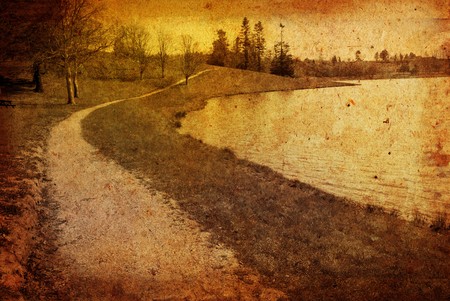 old-fashioned artistic landscapeの写真素材