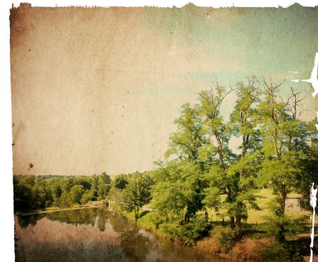 old-fashioned artistic landscapeの写真素材