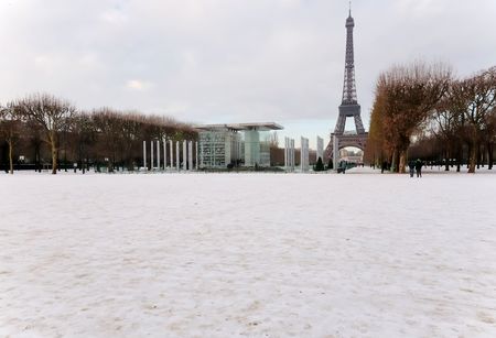Cloudy Snow - The Eiffel Tower in Snow,paris Franceの写真素材