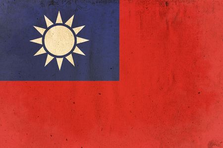 flag of taiwan - old and worn paper styleの写真素材