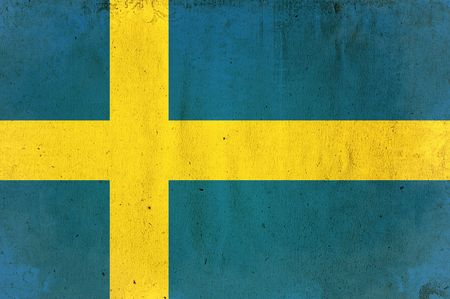 flag of sweden - old and worn paper styleの写真素材