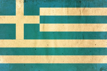 flag of greece - old and worn paper styleの写真素材