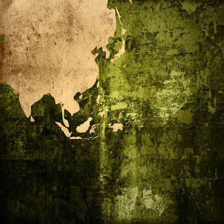 aged asia map-grunge artworkの写真素材