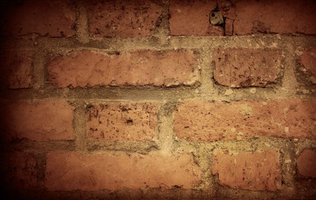 Old red brick wallの写真素材