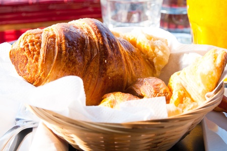 fresh croissant with orange juice ,Delicious! の写真素材