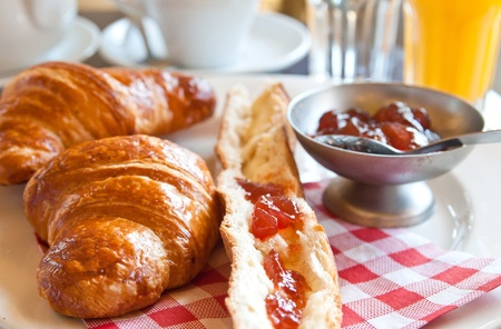 fresh croissant with orange juice ,Delicious! 
の写真素材