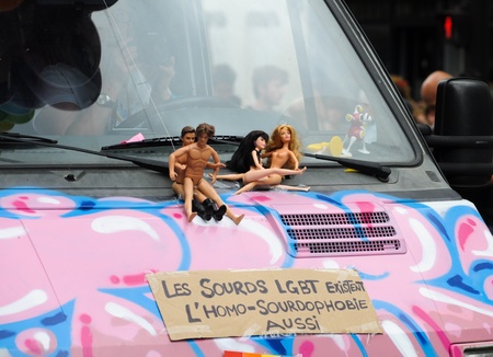 PARIS - JUNE 25: Gay Pride Parade to support gay rights,on June 25, 2011 in Paris, France. のeditorial素材