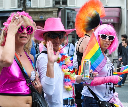 PARIS - JUNE 25: Gay Pride Parade to support gay rights,on June 25, 2011 in Paris, France. のeditorial素材