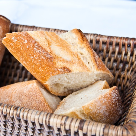 bread in basket - little roll breads in basket on table
