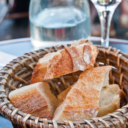 bread in basket - little roll breads in basket on table