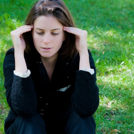 Portrait of a thinking woman on the nature