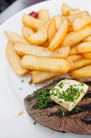 Delicious juicy steak beef meatの写真素材