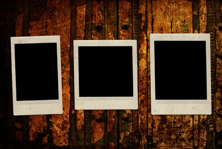 vintage instant photo with textured grunge backgroundの写真素材