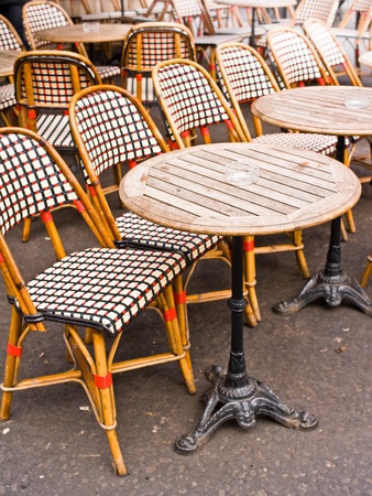 Empty coffee terrace in paris,Franceの写真素材